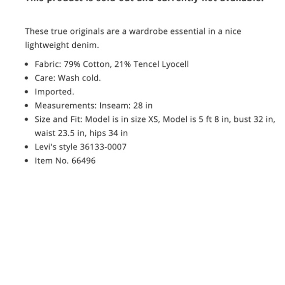 Levi's Women’s Size Small Bottom End Original Overalls Medium Wash - Picture 9 of 9